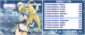 Screenshot of a blue and white winamp skin featuring Millia
