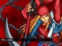 A wallpaper of Axl Low on a red background with the Guilty Gear 'GG' logo.