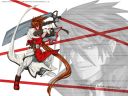 A wallpaper of Order Sol on a white background with his portait in greyscale in the back.