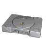 A rotating PlayStation 1 console